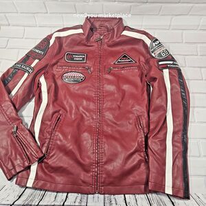 2XL Fashion Motorcycle jacket red Thin fleece lining 2x